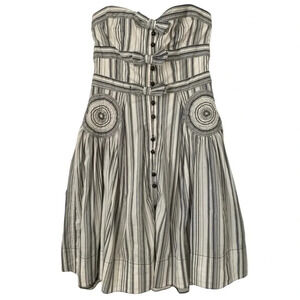 Byron Lars Strapless Dress in Black and White Stripes